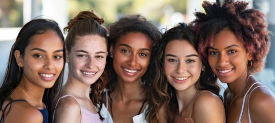 Fototapeta premium Diverse group of young women smiling together