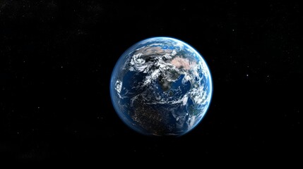 Blue planet earth from space with starry background