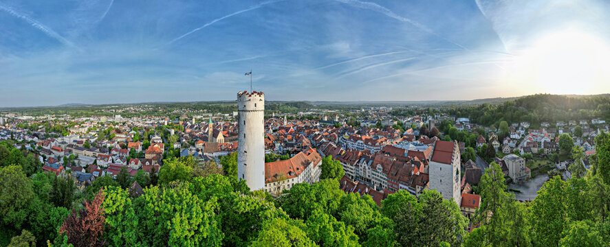 Ravensburg, Deutschland: Panorama um den Mehlsack (Turm)