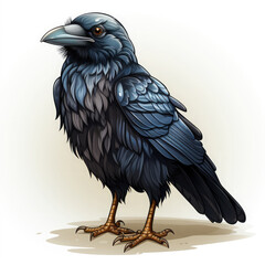 Fototapeta premium Watercolor Crow vector, clipart Illustration, Generative Ai