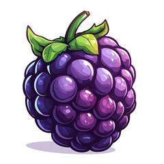 Inflated Blackberry Cartoon in Flat Style