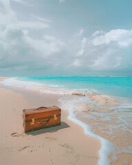 Time to Unwind: Vintage Suitcase on a Sunny Beach