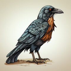 Fototapeta premium Watercolor Crow vector, clipart Illustration, Generative Ai