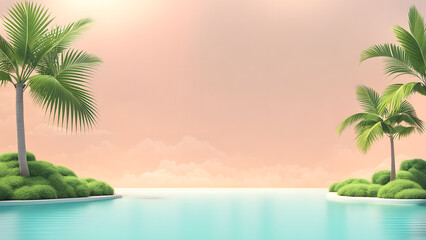 Fototapeta premium A beautiful beach scene with palm trees and a body of water