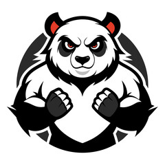 fighting panda logo vector art illustration