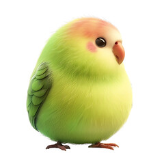 Plump Green Violet Lovebird Illustration on Transparent