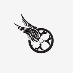 Wheels and Wings Hand Drawing Vintage Retro Vector Style