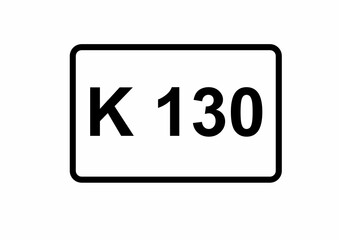 Illustration eines Kreisstraßenschildes der K 130 in Deutschland	