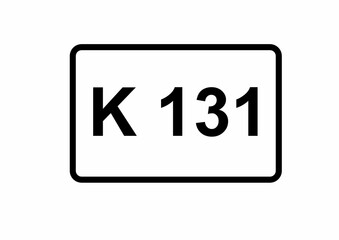 Illustration eines Kreisstraßenschildes der K 131 in Deutschland	