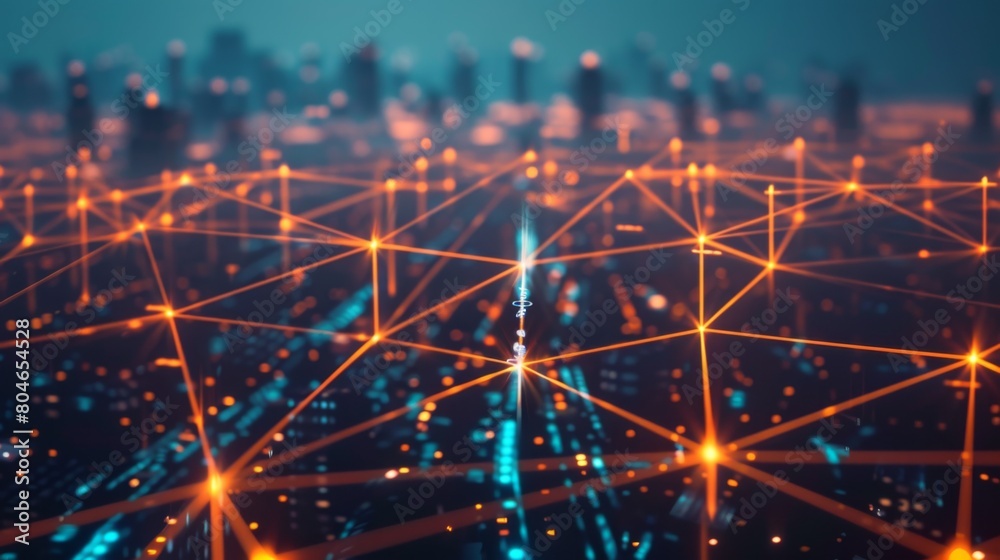 Poster Smart city connection dot point connect with line network, technology metaverse concept.Big data connection technology. Telecommunication and communication