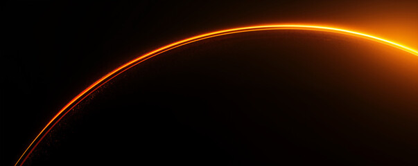 Dark background corona banner with the sun rising over the earth