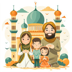 Boy and girl in Kuwait costumes illustration
