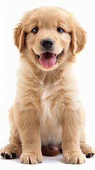 Close up portrait of a puppy isolated on white background
