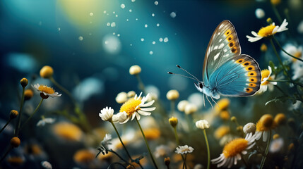 Beautiful butterfly on flower with bokeh background, nature background
