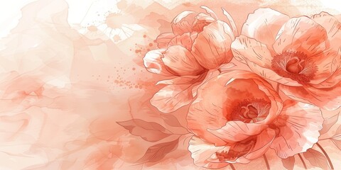 Watercolor Peony Flowers for Mother's Day Greeting Card Generative AI