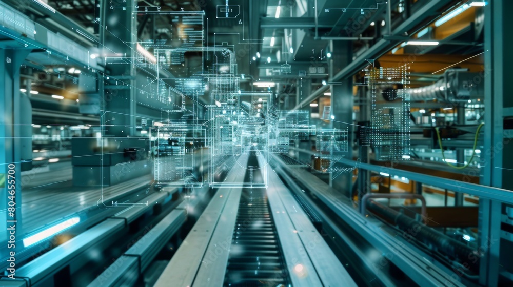 Poster smart industry concept. automation and data exchange in manufacturing technologies.