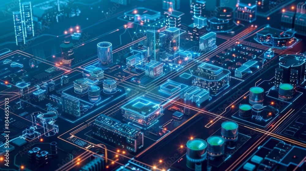 Poster smart industry concept. automation and data exchange in manufacturing technologies.