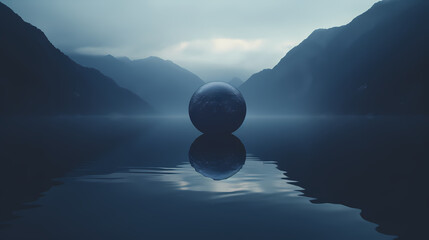 glass ball floating in the middle