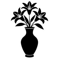 Elegant Graphics: Lily Silhouette Illustration in a Flower Vase