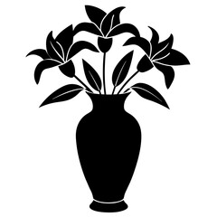 Elegant Graphics: Lily Silhouette Illustration in a Flower Vase
