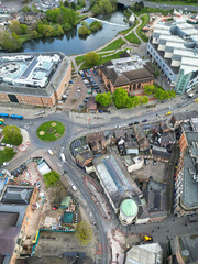 High Angle View of Historical Derby City Centre, England United Kingdom. April 26th, 2024