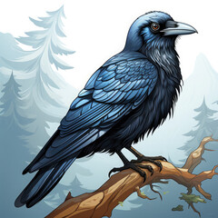 Fototapeta premium Watercolor Crow vector, clipart Illustration, Generative Ai