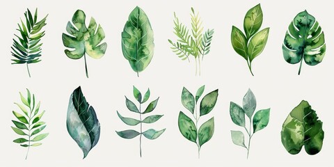 Watercolor Wedding Frame Elements with Exotic Plants Generative AI
