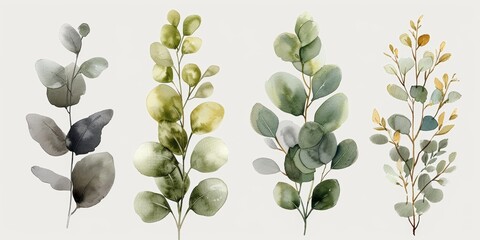 Eucalyptus and Olive Green Floral Arrangement Generative AI