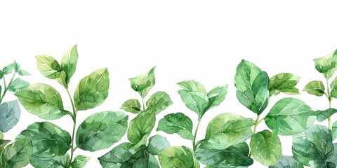 Watercolor Mint Leaves for Wedding Greeting Cards Generative AI