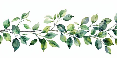 Naklejka premium Watercolor Botanical Illustration of Greenery Generative AI