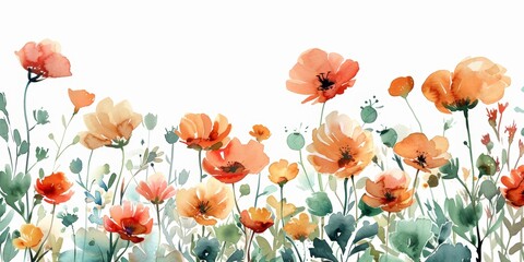 Delicate Wildflowers on White Background Generative AI