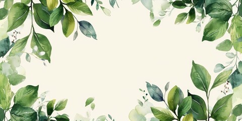 Romantic Watercolor Wedding Invitation with Greenery Generative AI