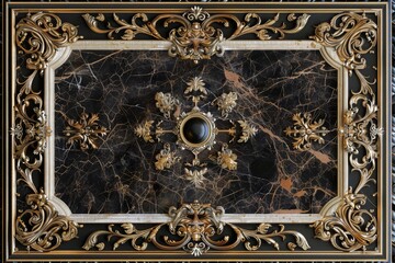 Obraz premium Baroque, barocco ornate gold and marble ceiling non linear reformation design. elaborate ceiling with intricate accents depicting classic elegance and architectural beauty