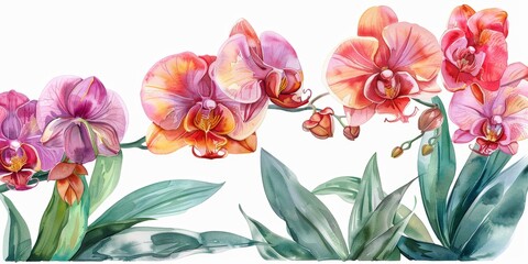 Tropical Floral Watercolor Illustration Generative AI