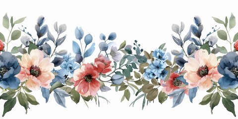 Whimsical Floral Border for Design and Print Generative AI