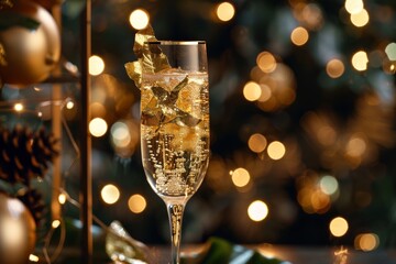 Elegant Glass of Champagne on Table