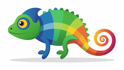 Fototapeta premium A chameleon changing colors rapidly representing the ability of someone with bipolar disorder to adapt to different moods.. Vector illustration