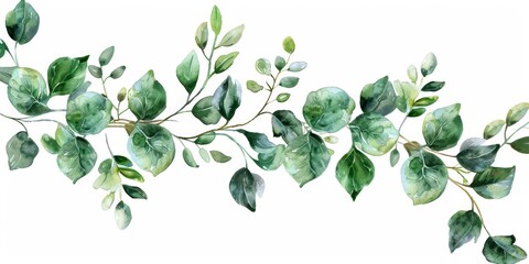 Eucalyptus Floral Wreath on White Background Generative AI