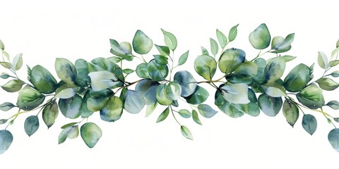 Elegant Floral Wreath with Eucalyptus Leaves on White Generative AI