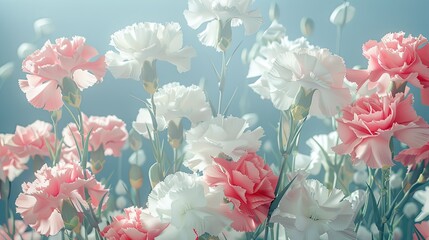 Carnations in white and pink hues