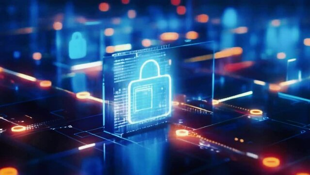 Depicting secure data transfer and encryption within a network environment, Technology Background 4K High-Quality animation
