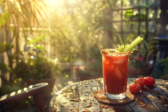 Bloody Drink on Wooden Table