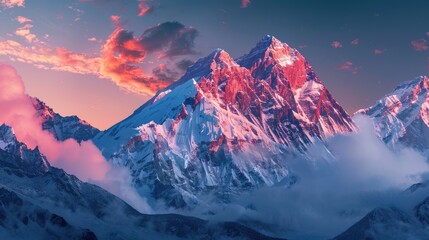 Sunset View of Peak: A Majestic Sight of the World's 3rd Highest Mountain in the Himalayas,