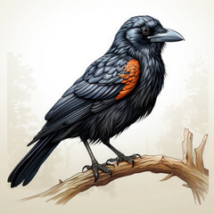 Watercolor Crow vector, clipart Illustration, Generative Ai