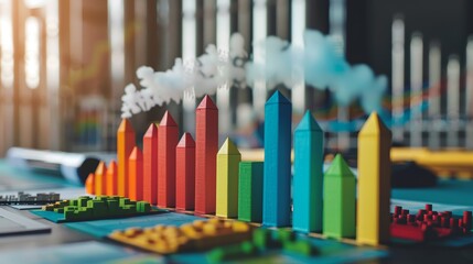 Bar Graph Comparing Carbon Footprint of Different Industries, Highpointing sectors with the highest carbon footprint, close-up