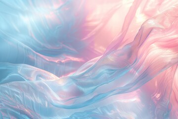 Gentle waves of pink and blue blend together in a blurred abstract background with shining light
