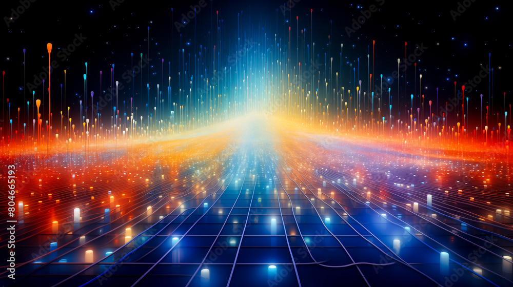 Wall mural abstract colorful glowing technology background. shiny backdrop with copy space.