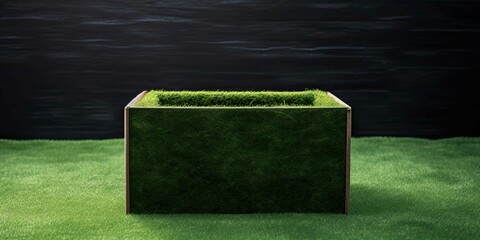 A box with grass growing out of it - Powered by Adobe