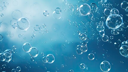 A blue sky with many bubbles floating in it