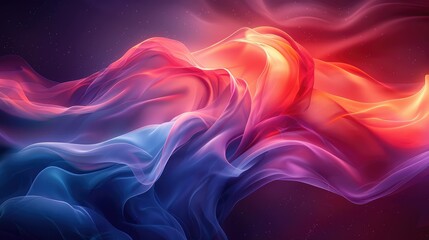 A colorful, abstract painting of a wave with blue and red colors